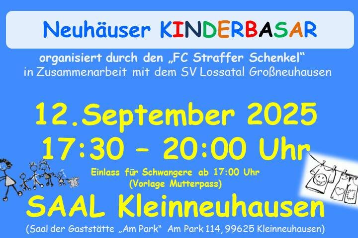 Neuhäuser Kinderbasar am 12.09.2025 von 17:30 – 20:00 Uhr