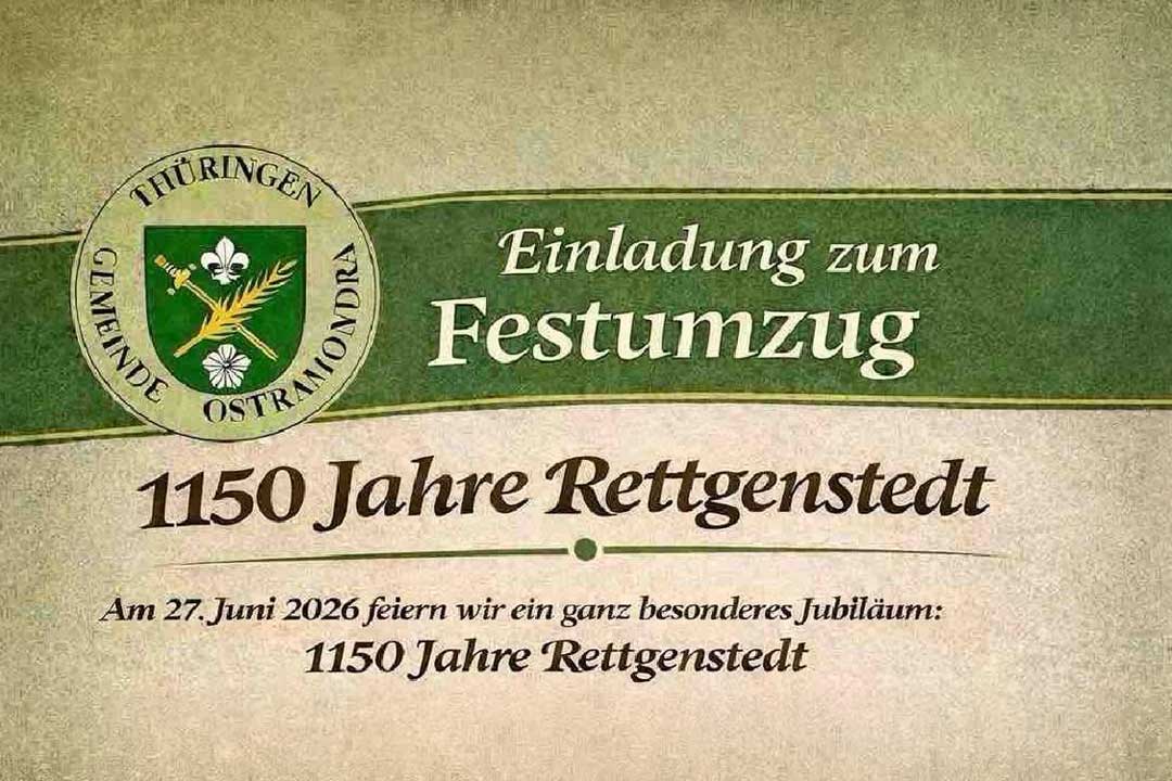 1150 Jahre Rettgenstedt. <br>Einladung zum Festumzug.
